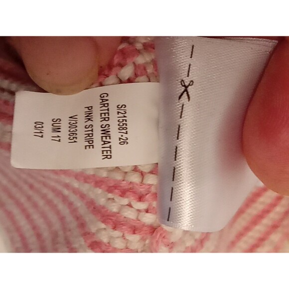 Baby Gap Garter Sweater Cardigan Pink White Striped Girls Size 12-18 Months - Picture 8 of 8